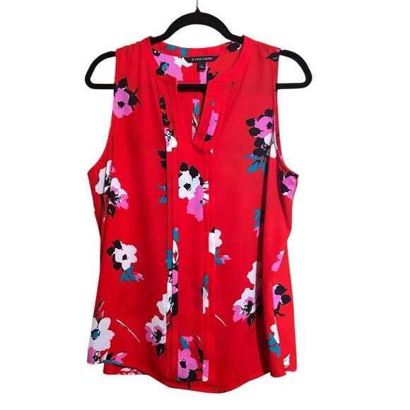 41 Hawthorn Top Womens Large Red Floral Artsy Sleeveless Blouse - Picture 1 of 8